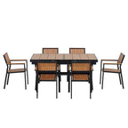 Ensemble de salle à manger extérieur extensible 7 pièces avec table extensible et 6 chaises avec accoudoirs