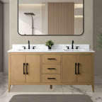 Meuble-lavabo de salle de bain Vanity Art 72 po à double vasque avec dessus en marbre reconstitué