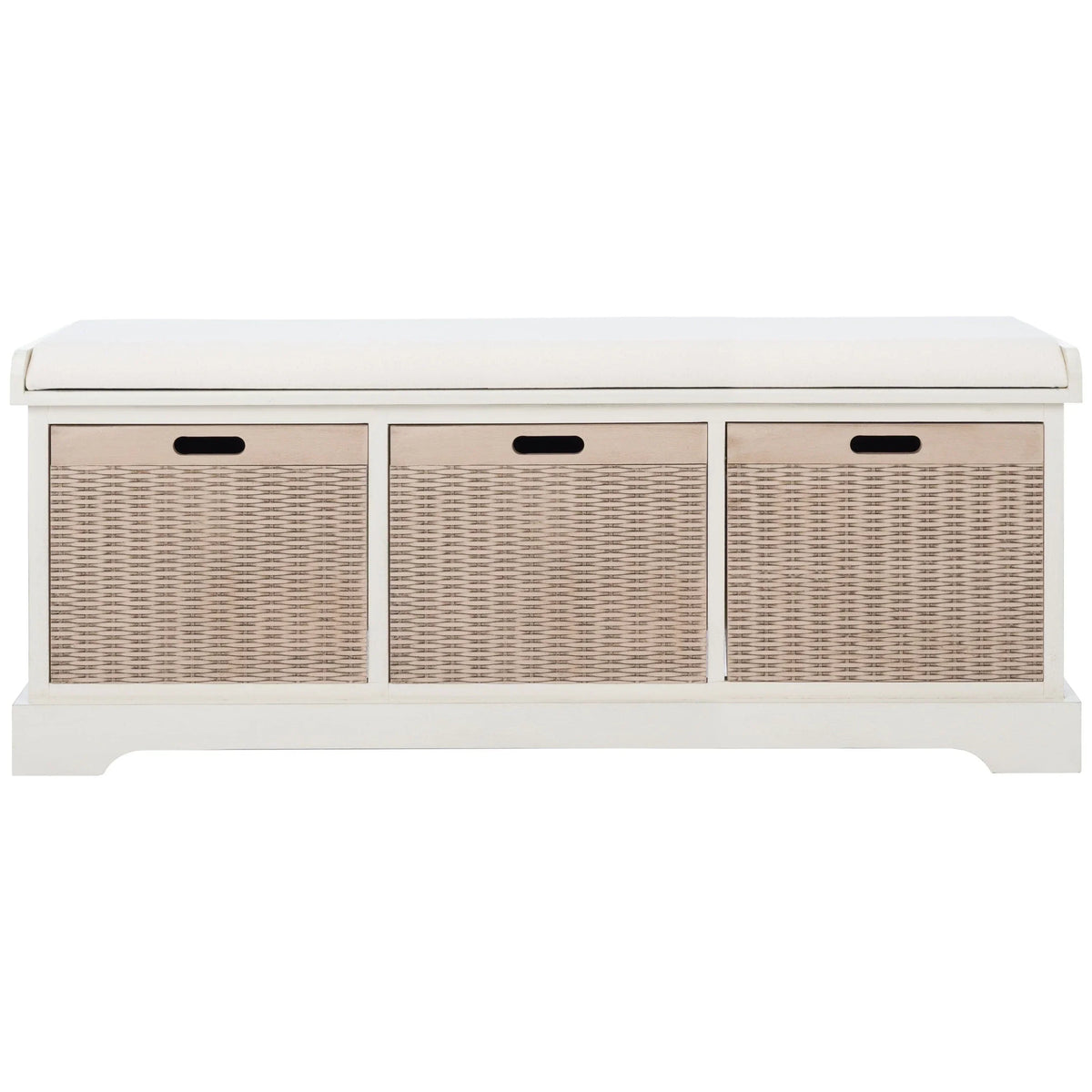 Banc de rangement SAFAVIEH Fiorello avec coussin et 3 tiroirs - 47,3 L x 15 P x 19 H - 47 L x 15 P x 19 H