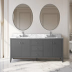 Meuble-lavabo de salle de bain Vanity Art 72 po à double vasque avec dessus en marbre reconstitué