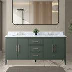 Meuble-lavabo de salle de bain Vanity Art 72 po à double vasque avec dessus en marbre reconstitué