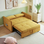 Canapé-lit convertible en tissu chenille jaune - 39,00 x 53,50 x 31,50