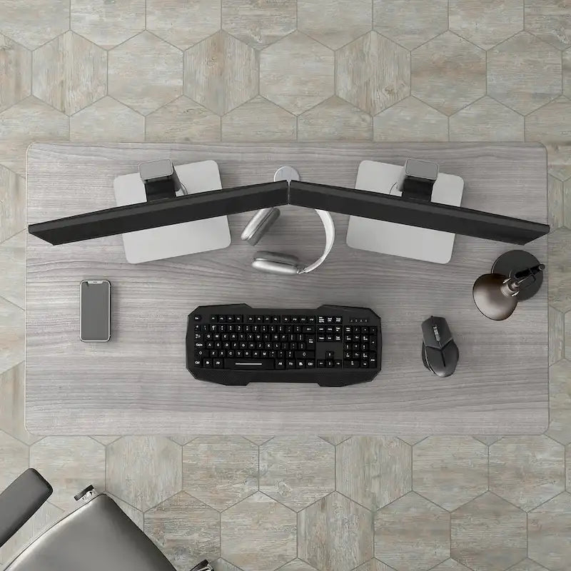 Bureau informatique 48W, Gris tempête / Blanc / Gris platine, Pour une personne
