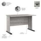 Bureau informatique 48W, Gris tempête / Blanc / Gris platine, Pour une personne