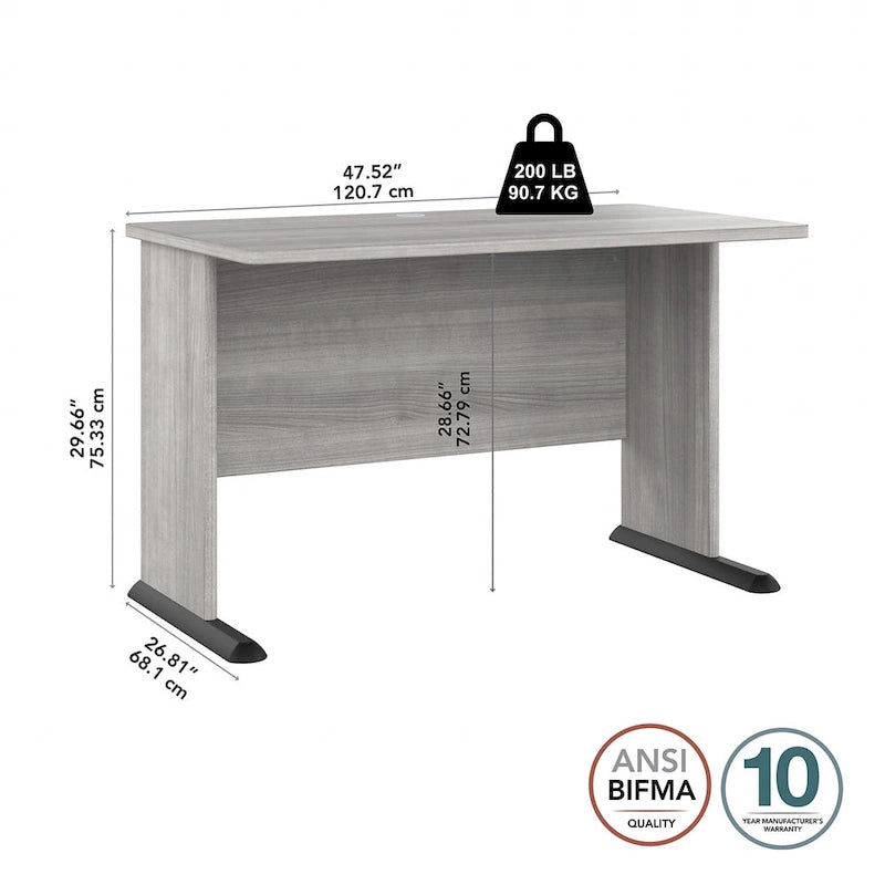 Bureau informatique 48W, Gris tempête / Blanc / Gris platine, Pour une personne
