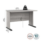 Bureau informatique 48W, Gris tempête / Blanc / Gris platine, Pour une personne