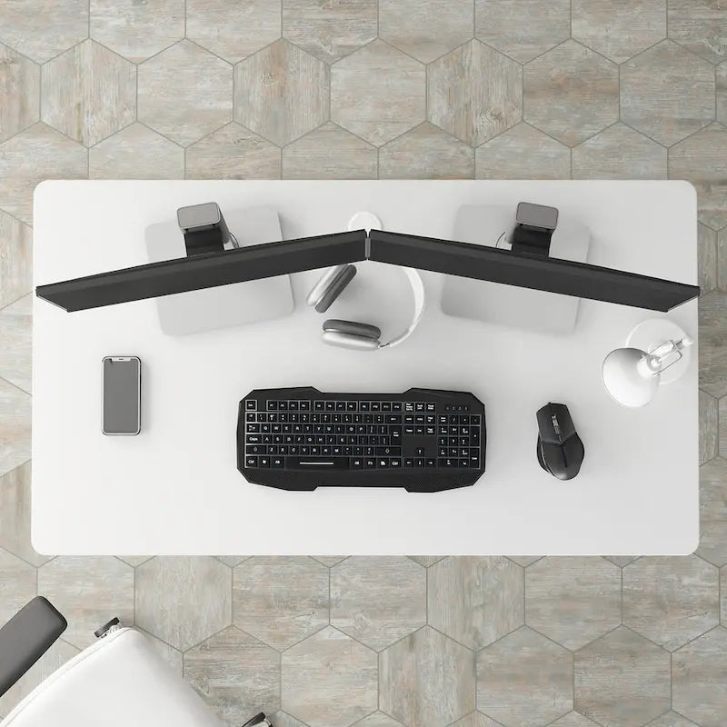 Bureau informatique 48W, Gris tempête / Blanc / Gris platine, Pour une personne
