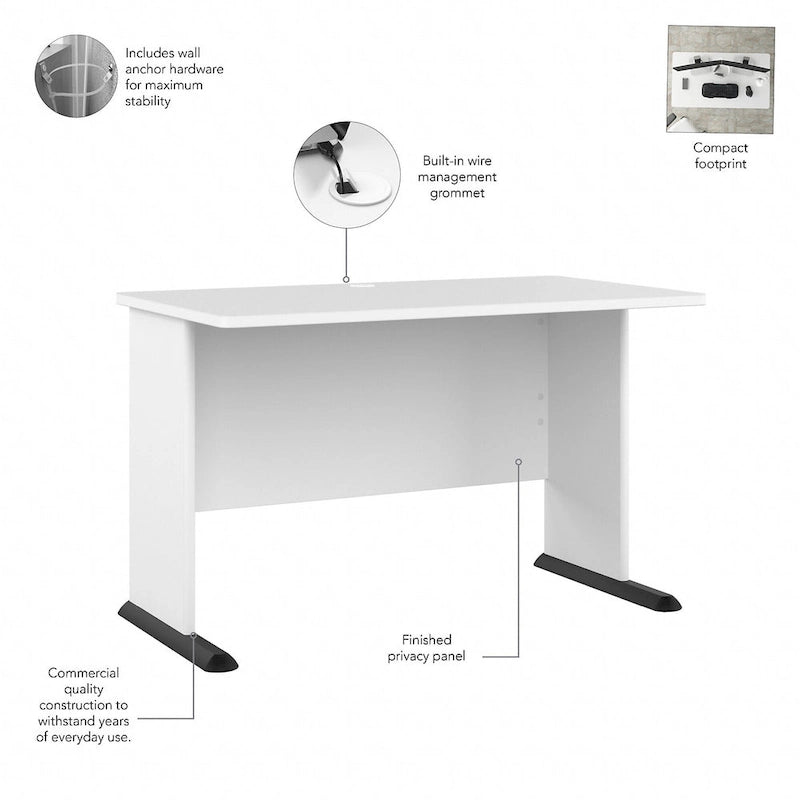 Bureau informatique 48W, Gris tempête / Blanc / Gris platine, Pour une personne