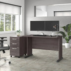 Bureau informatique 48W, Gris tempête / Blanc / Gris platine, Pour une personne