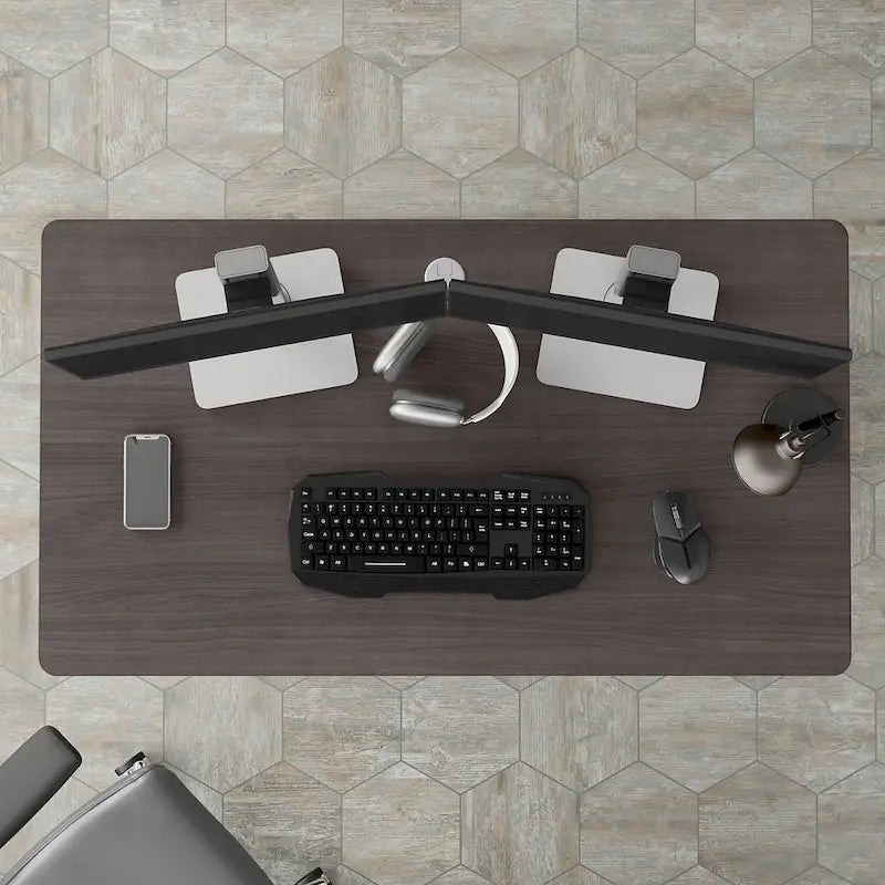 Bureau informatique 48W, Gris tempête / Blanc / Gris platine, Pour une personne