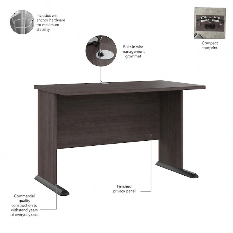 Bureau informatique 48W, Gris tempête / Blanc / Gris platine, Pour une personne