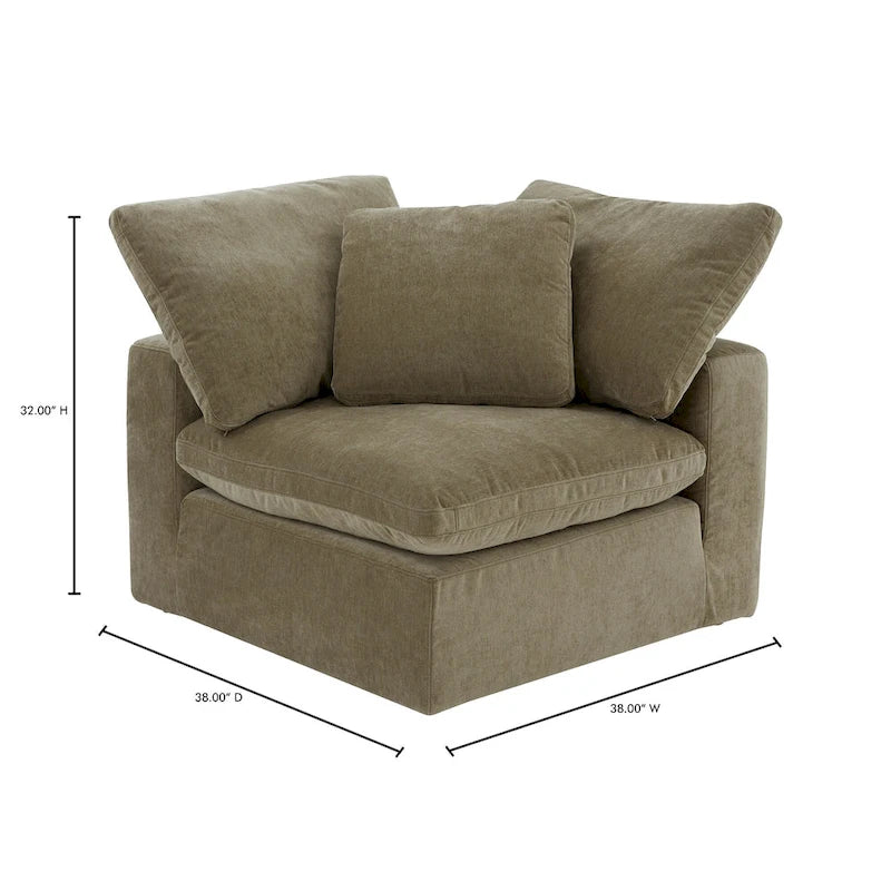 Fauteuil d'angle modulaire – Perle / Ardoise / Sable / Bleu / Sauge, 1 place