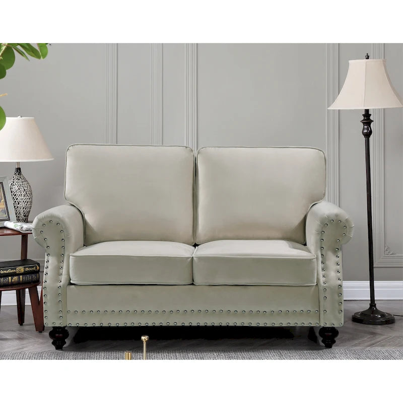 Causeuse en velours clouté, 2 places, beige/bleu/vert/noir/gris/jaune/rose