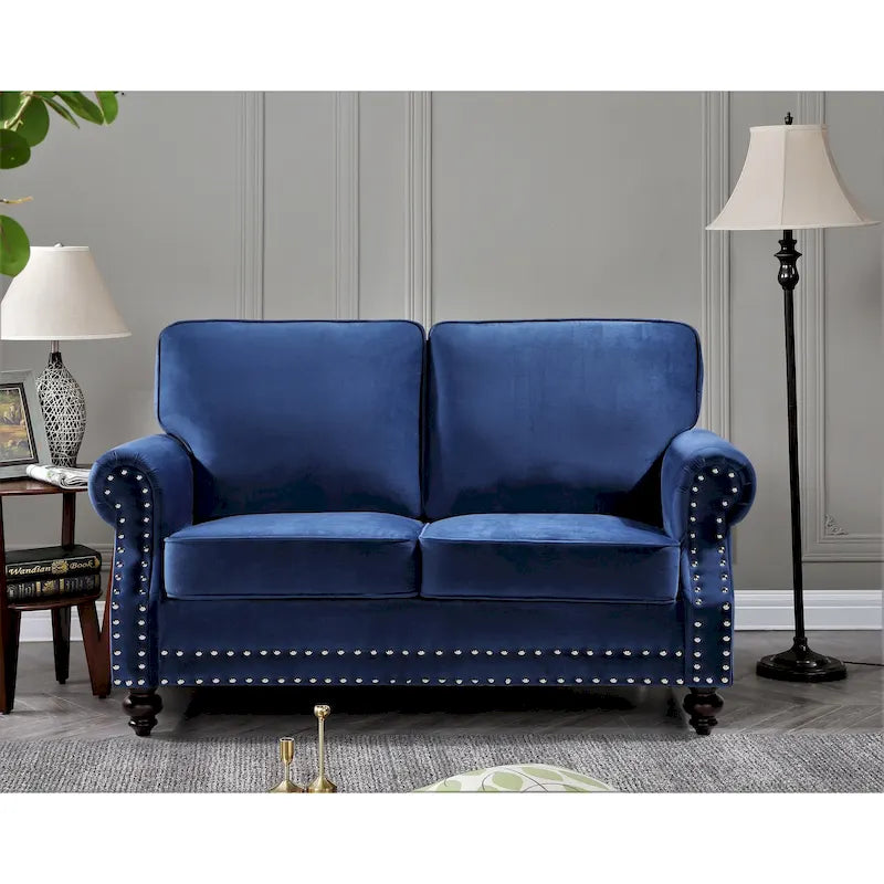 Causeuse en velours clouté, 2 places, beige/bleu/vert/noir/gris/jaune/rose