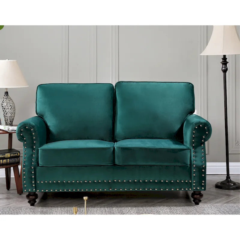 Causeuse en velours clouté, 2 places, beige/bleu/vert/noir/gris/jaune/rose