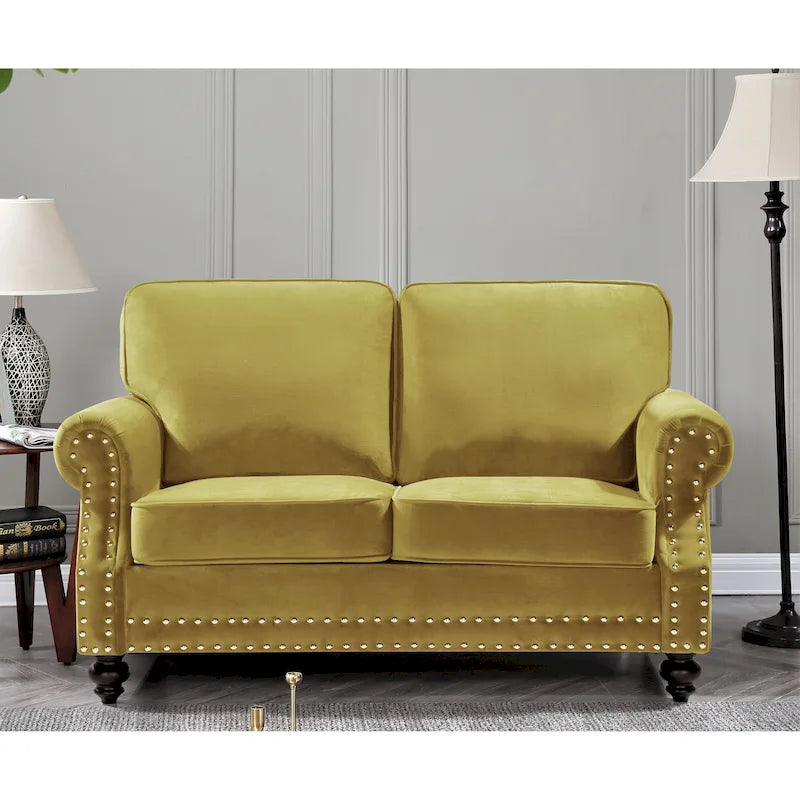 Causeuse en velours clouté, 2 places, beige/bleu/vert/noir/gris/jaune/rose