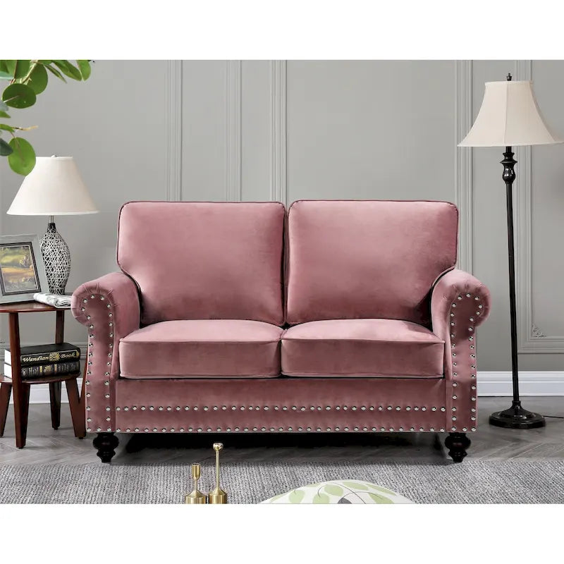 Causeuse en velours clouté, 2 places, beige/bleu/vert/noir/gris/jaune/rose
