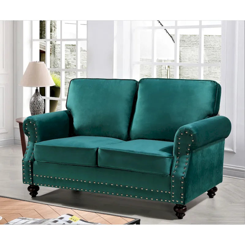 Causeuse en velours clouté, 2 places, beige/bleu/vert/noir/gris/jaune/rose