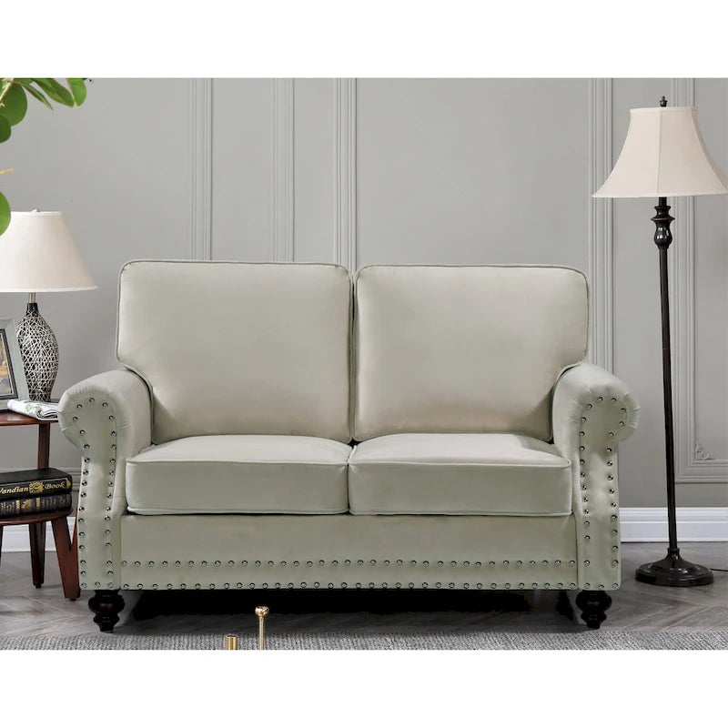 Causeuse en velours clouté, 2 places, beige/bleu/vert/noir/gris/jaune/rose