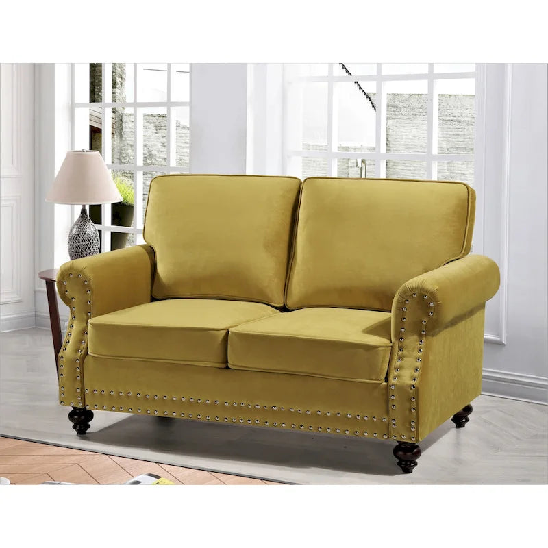 Causeuse en velours clouté, 2 places, beige/bleu/vert/noir/gris/jaune/rose