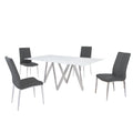 Ensemble de salle à manger moderne Somette avec table en verre blanc et 4 chaises