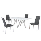 Ensemble de salle à manger moderne Somette avec table en verre blanc et 4 chaises