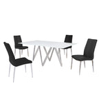 Ensemble de salle à manger moderne Somette avec table en verre blanc et 4 chaises