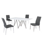Ensemble de salle à manger moderne Somette avec table en verre blanc et 4 chaises