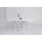 Ensemble de salle à manger moderne Somette avec table en verre blanc et 4 chaises