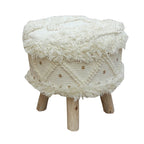 Tabouret en tissu bohème fait main noir / ivoire / taupe / marron foncé, 1 place