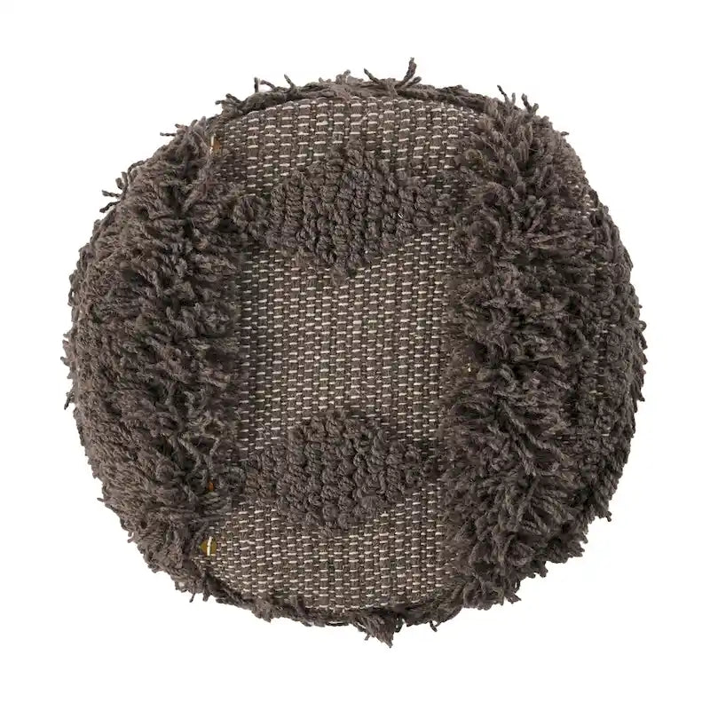 Tabouret en tissu bohème fait main noir / ivoire / taupe / marron foncé, 1 place