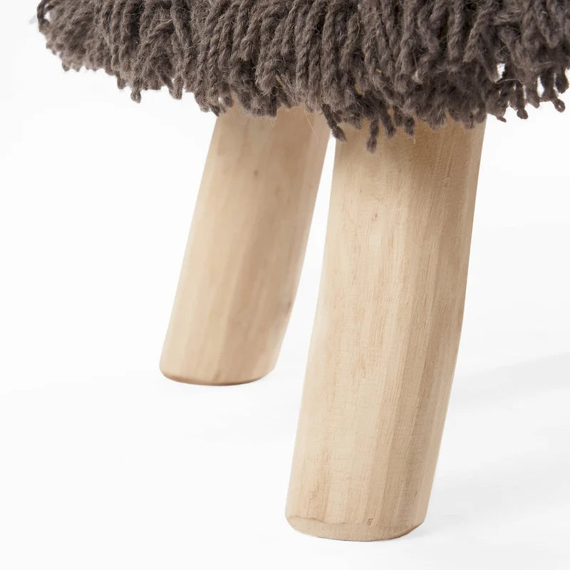 Tabouret en tissu bohème fait main noir / ivoire / taupe / marron foncé, 1 place