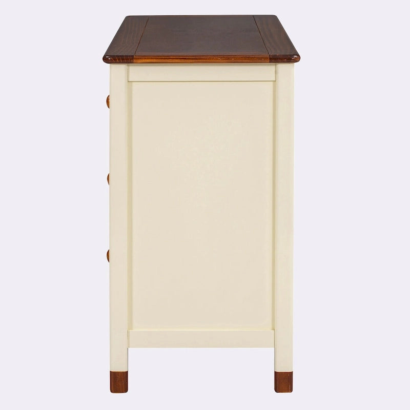 Commode de rangement à 6 tiroirs en bois – Blanc/Gris, Crème/Noyer, Blanc/Rose