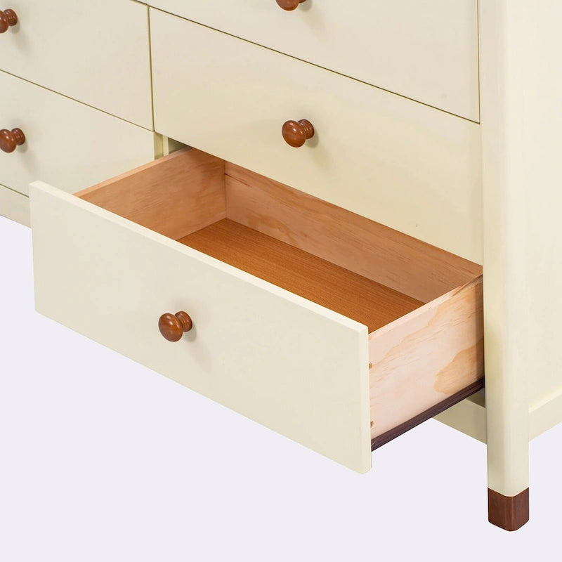 Commode de rangement à 6 tiroirs en bois – Blanc/Gris, Crème/Noyer, Blanc/Rose