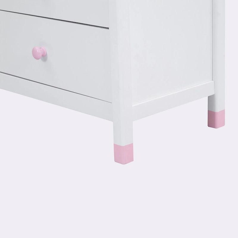 Commode de rangement à 6 tiroirs en bois – Blanc/Gris, Crème/Noyer, Blanc/Rose
