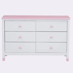 Commode de rangement à 6 tiroirs en bois – Blanc/Gris, Crème/Noyer, Blanc/Rose