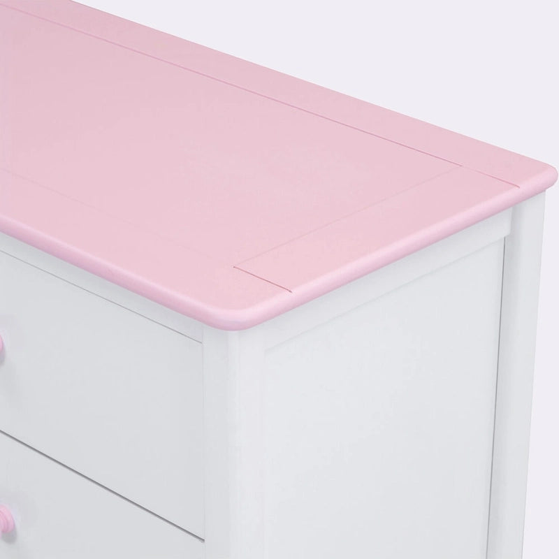 Commode de rangement à 6 tiroirs en bois – Blanc/Gris, Crème/Noyer, Blanc/Rose