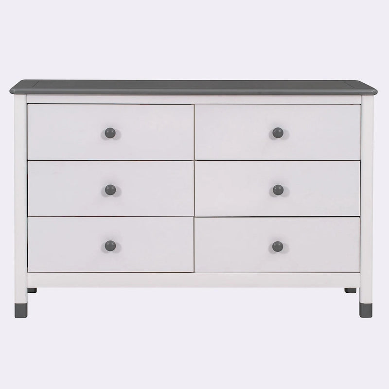 Commode de rangement à 6 tiroirs en bois – Blanc/Gris, Crème/Noyer, Blanc/Rose