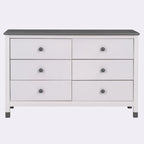 Commode de rangement à 6 tiroirs en bois – Blanc/Gris, Crème/Noyer, Blanc/Rose