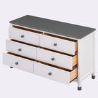 Commode de rangement à 6 tiroirs en bois – Blanc/Gris, Crème/Noyer, Blanc/Rose