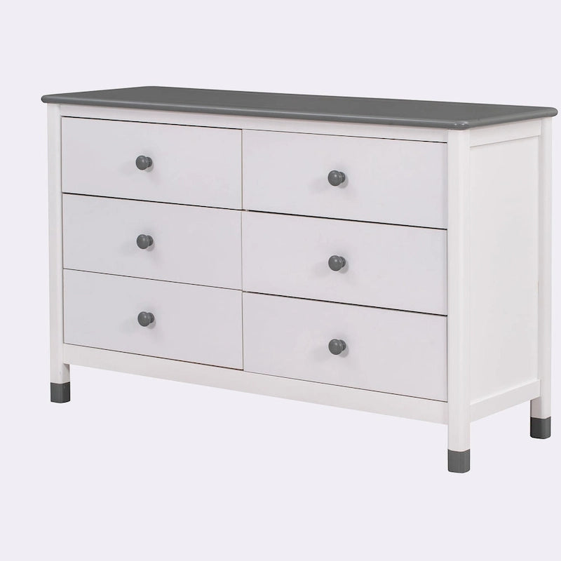 Commode de rangement à 6 tiroirs en bois – Blanc/Gris, Crème/Noyer, Blanc/Rose