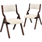 Chaises de salle à manger pliantes rembourrées beiges, hauteur standard, lot de 2