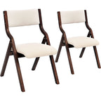 Chaises de salle à manger pliantes rembourrées beiges, hauteur standard, lot de 2
