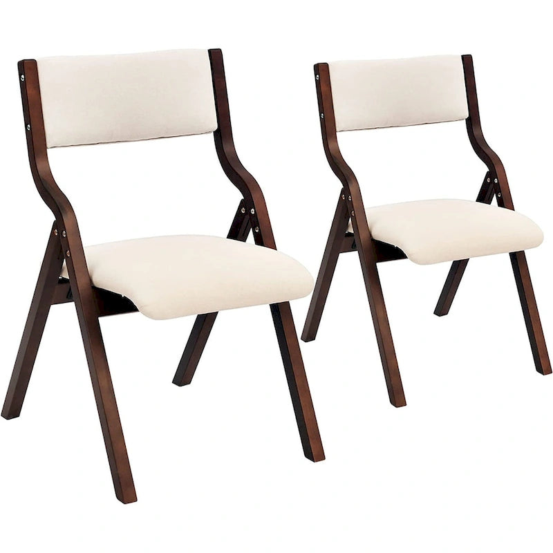 Chaises de salle à manger pliantes rembourrées beiges, hauteur standard, lot de 2