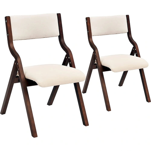 Chaises de salle à manger pliantes rembourrées beiges, hauteur standard, lot de 2