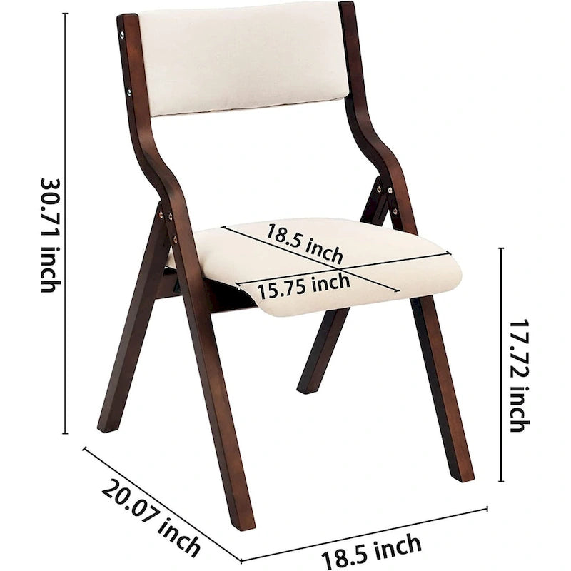 Chaises de salle à manger pliantes rembourrées beiges, hauteur standard, lot de 2