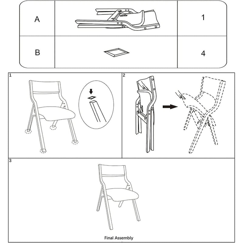 Chaises de salle à manger pliantes rembourrées beiges, hauteur standard, lot de 2