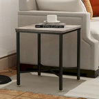 Table d'appoint carrée avec plateau en bois brun et piètement en métal noir pour 1 personne – 48 x 48 x 51 cm (H)