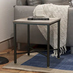 Table d'appoint carrée avec plateau en bois brun et piètement en métal noir pour 1 personne – 48 x 48 x 51 cm (H)
