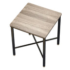Table d'appoint carrée avec plateau en bois brun et piètement en métal noir pour 1 personne – 48 x 48 x 51 cm (H)